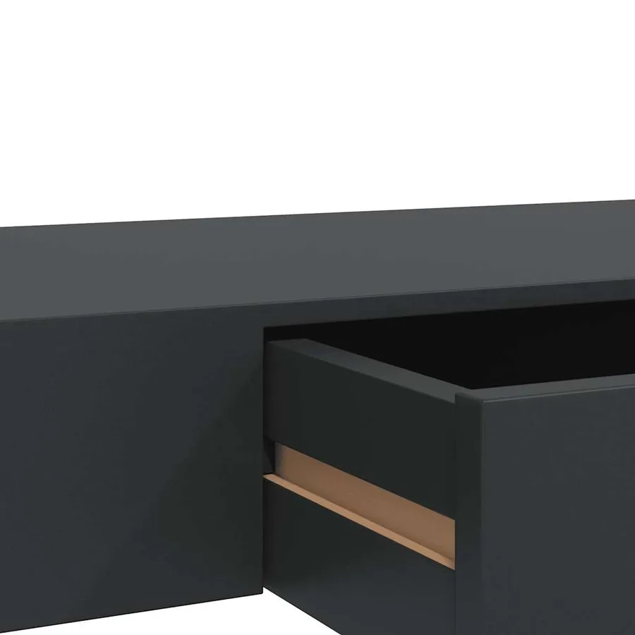 Étagère murale flottante avec tiroir Noir 80x25x8 cm - 8