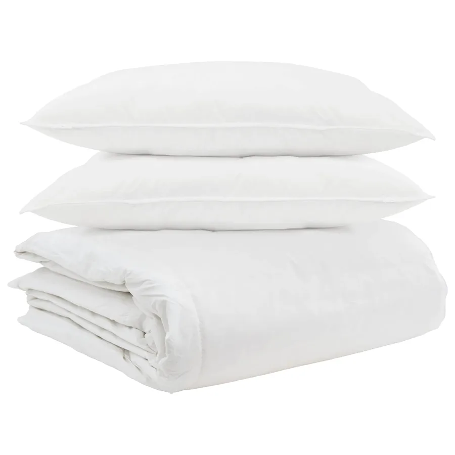 Ensemble de Duvet avec oreiller 3 pcs Blanc Plume de canard - 2