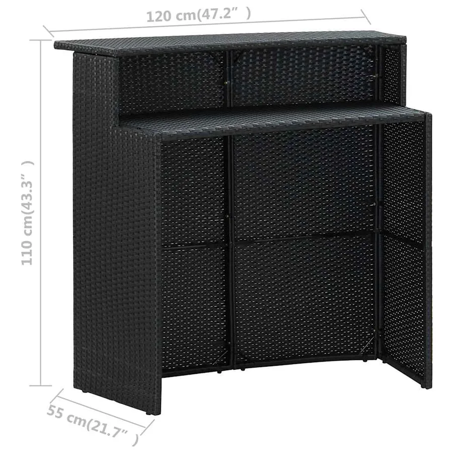 Ensemble de bar de jardin avec coussins 5 pcs Noir - 8