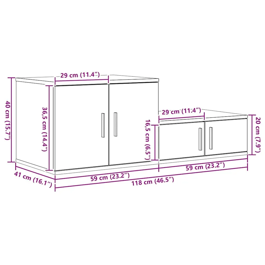 Armoire de rangement 2 pcs Chêne Sonoma 118 x 41 x 40 cm - 14