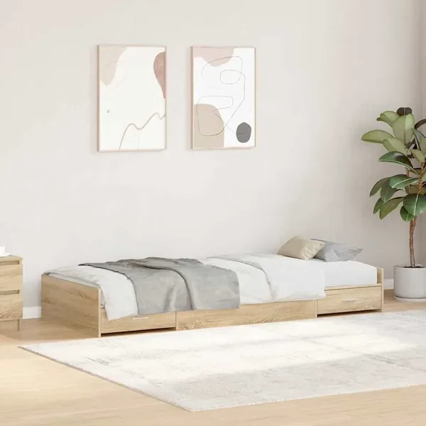 Cadre de lit Chêne Sonoma 90 x 190 cm Bois d'ingénierie