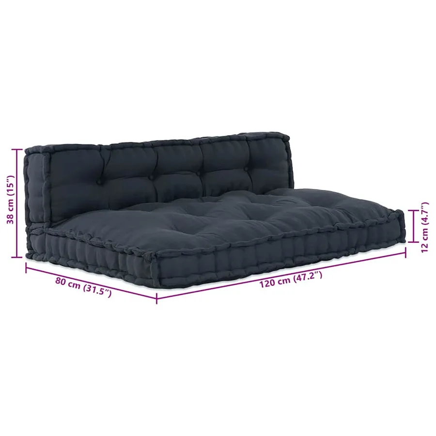 Coussin de canapé sur palette 2 pcs Anthracite 120 x 80 x 38 cm - 10