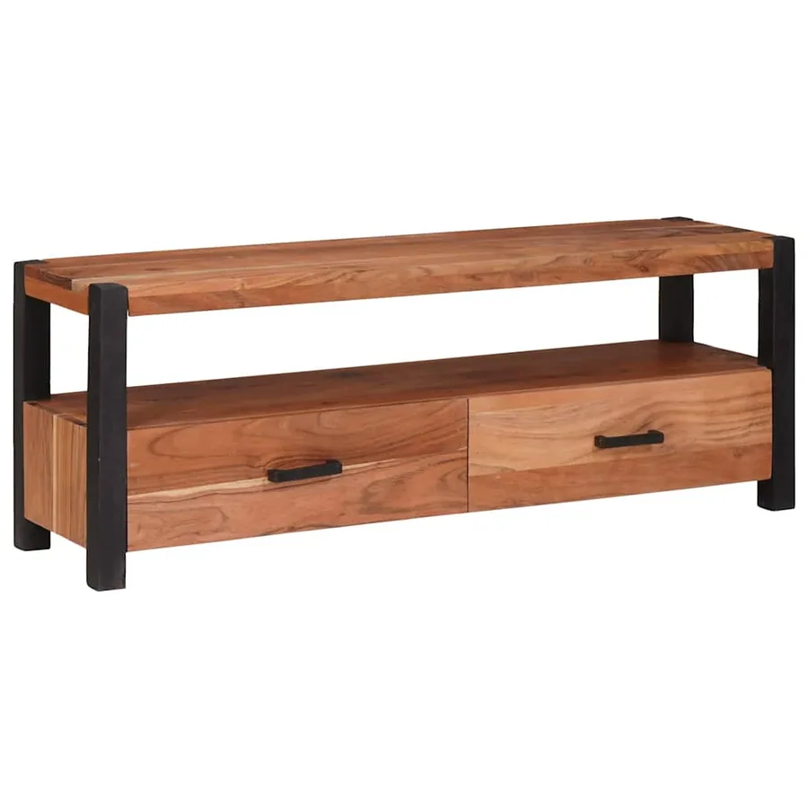 Meuble TV Marron 110 x 30 x 40 cm Bois d'acacia massif - 2