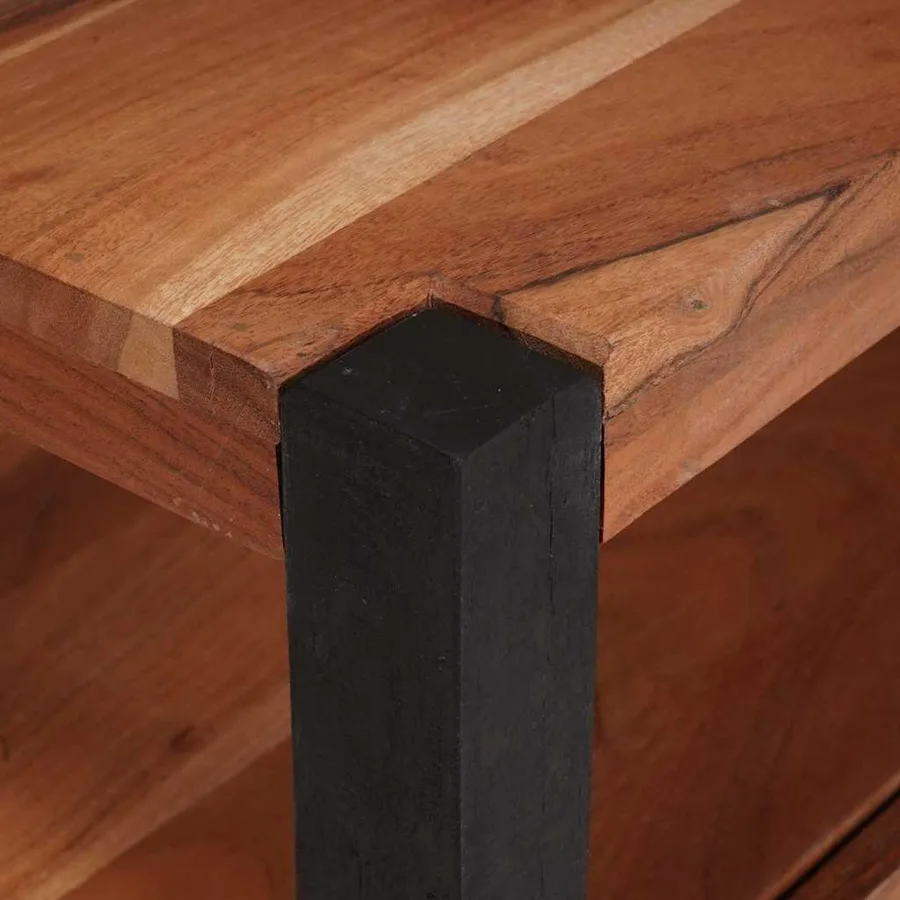 Meuble TV Marron 110 x 30 x 40 cm Bois d'acacia massif - 8
