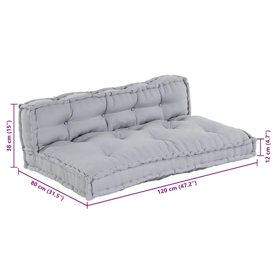 Coussin de canapé sur palette 2 pcs Gris 120 x 80 x 38 cm Tissu - 9