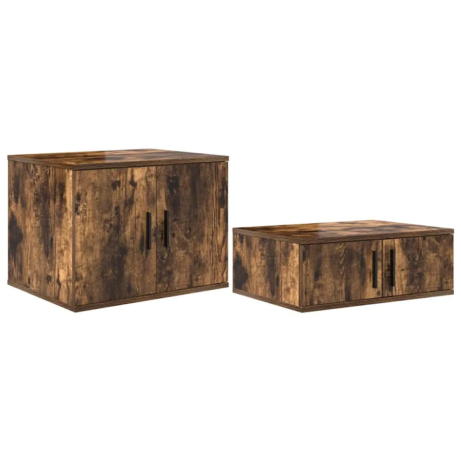 Armoire de rangement 2 pcs Chêne fumé 118 x 41 x 40 cm - 2
