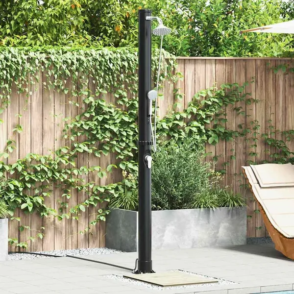 Douche solaire extérieure Noir 217 cm PVC et Aluminium
