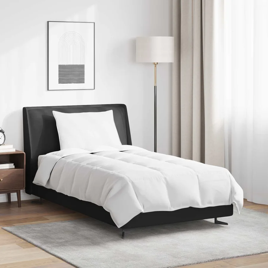 Duvet d'été simple avec oreiller 2 pcs Blanc Plume de canard