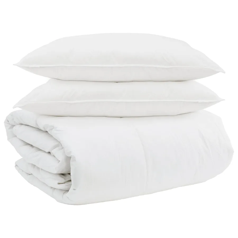 Ensemble de Duvet avec oreiller 3 pcs Blanc Plume de canard - 2