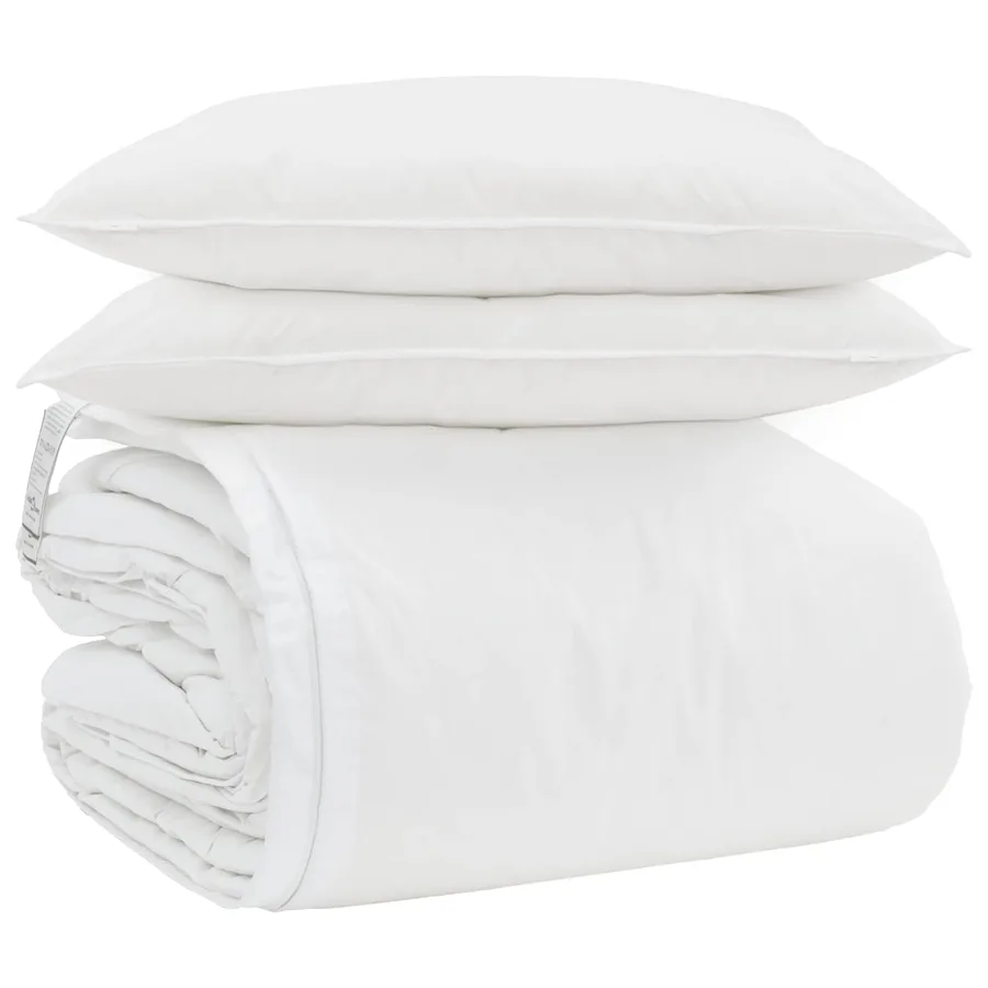 Ensemble de Duvet avec oreiller 3 pcs Blanc Plume de canard - 2