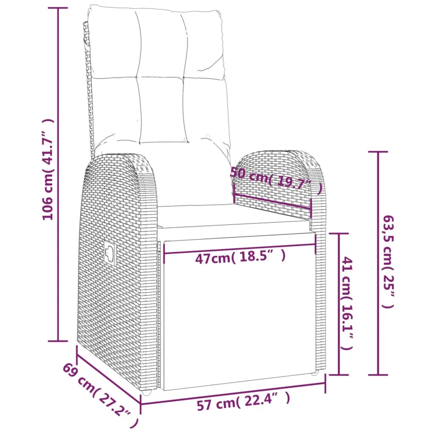 Chaises de jardin inclinables coussins lot de 2 Résine tressée - 12