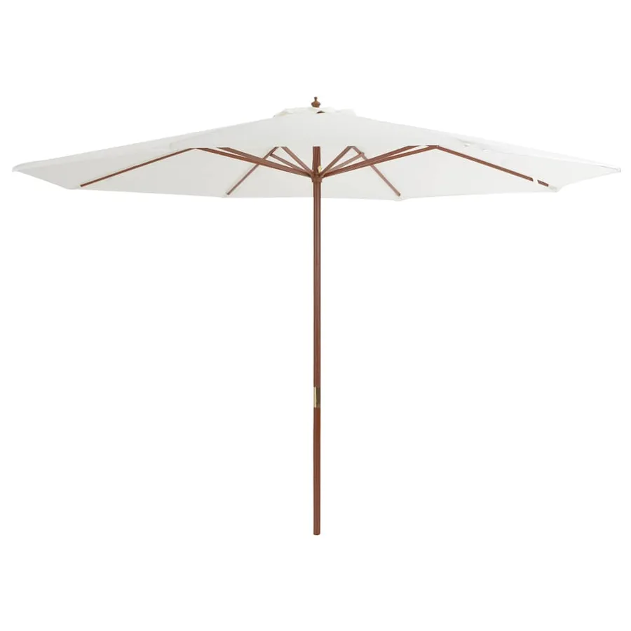 Parasol d'extérieur avec mât en bois 350 cm Blanc sable - 2