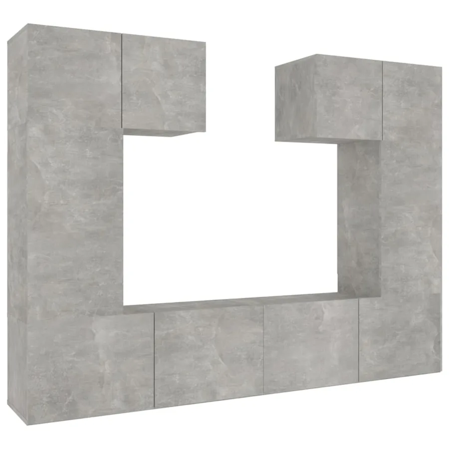 Ensemble de meubles TV 6 pcs Gris béton Bois d'ingénierie - 2