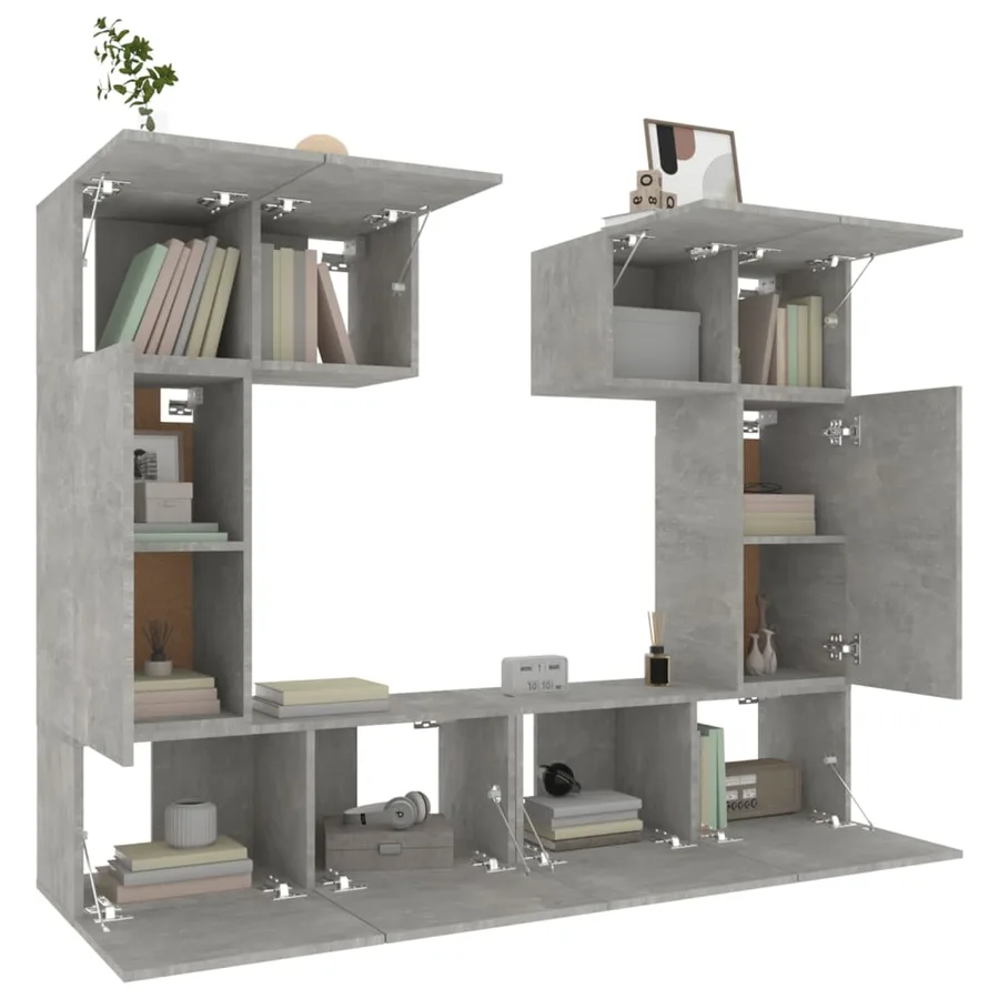 Ensemble de meubles TV 6 pcs Gris béton Bois d'ingénierie - 4