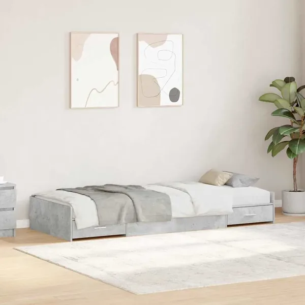 Cadre de lit Gris béton 90 x 200 cm Bois d'ingénierie