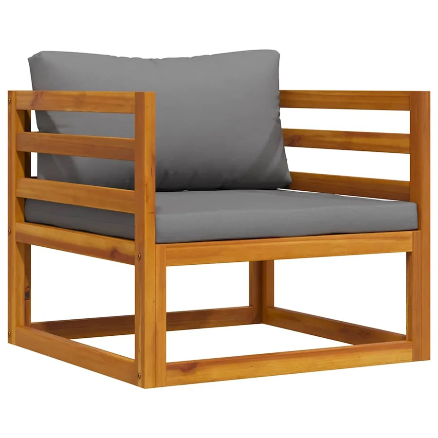 Chaise de jardin avec coussins gris foncé Bois d'acacia massif - 2