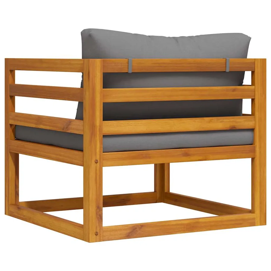 Chaise de jardin avec coussins gris foncé Bois d'acacia massif - 6