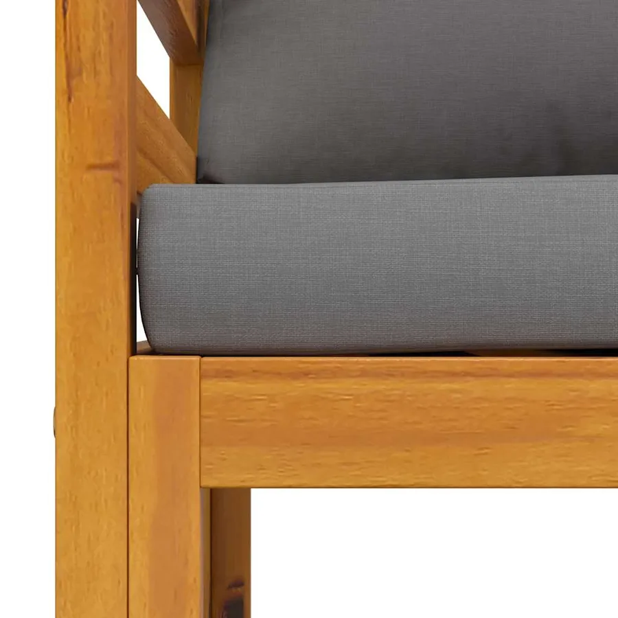 Chaise de jardin avec coussins gris foncé Bois d'acacia massif - 7