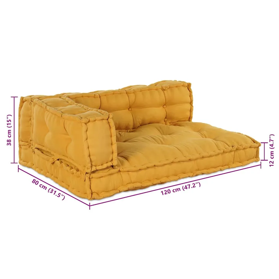 Coussin de canapé sur palette 3 pcs Jaune 120 x 80 x 38 cm - 8