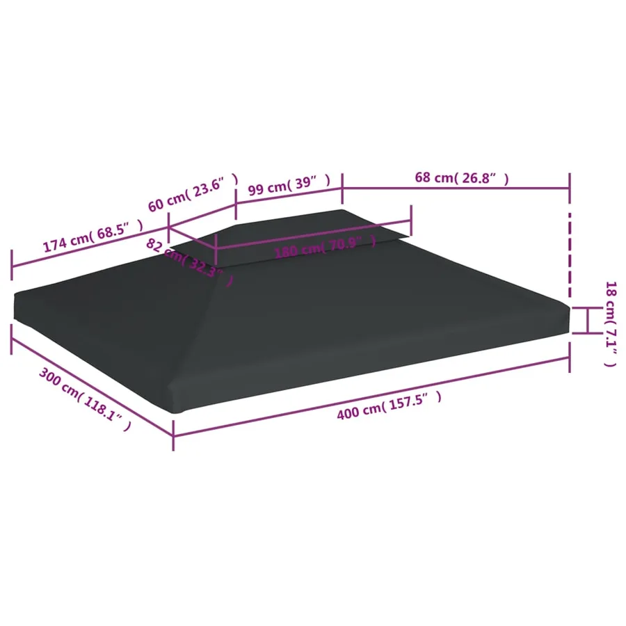 Toile de belvédère 2 niveaux 310 g/m² 4x3 m Anthracite - 6