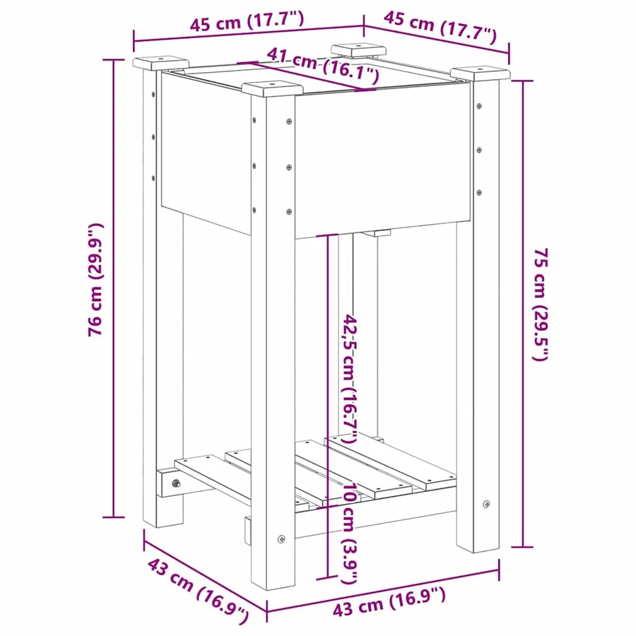 Cache-pot de jardin Beige 45 x 45 x 76,5 cm - 11