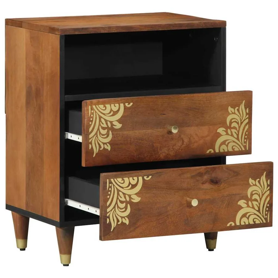 Cabinet de chevet avec tiroir Marron miel 50 x 33 x 62 cm - 2