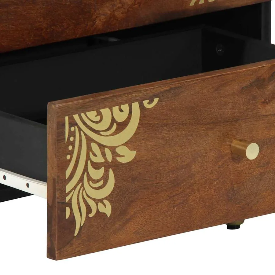 Cabinet de chevet avec tiroir Marron miel 50 x 33 x 62 cm - 7