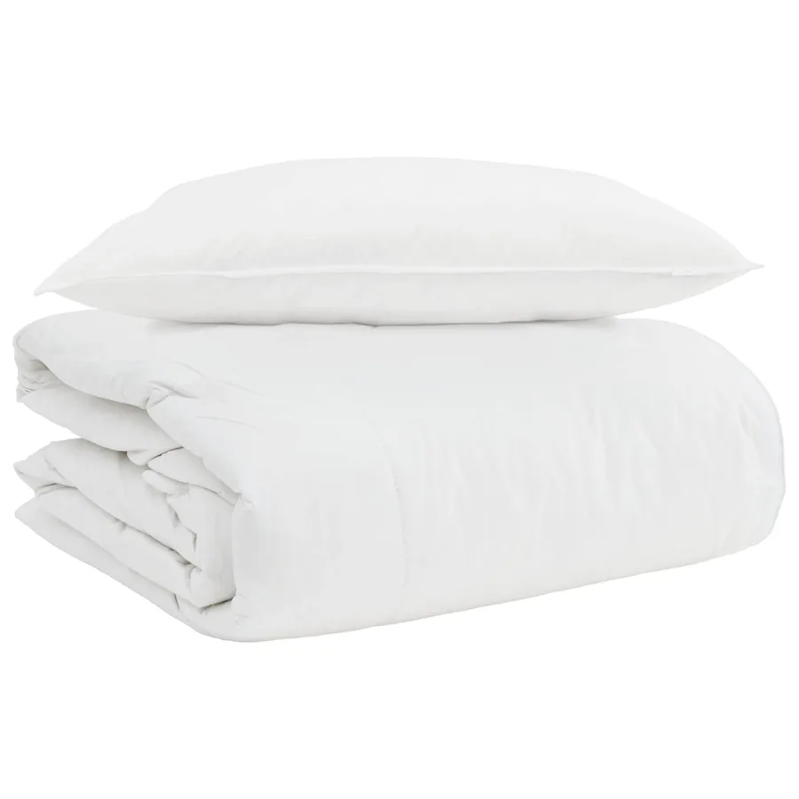 Duvet 2-en-1 avec oreiller 2 pcs Blanc Plume de canard - 2
