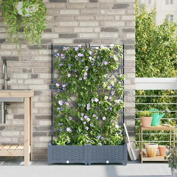 Cache-pot de jardin 2 pc Gris clair 80 x 40 x 125,5 cm PP