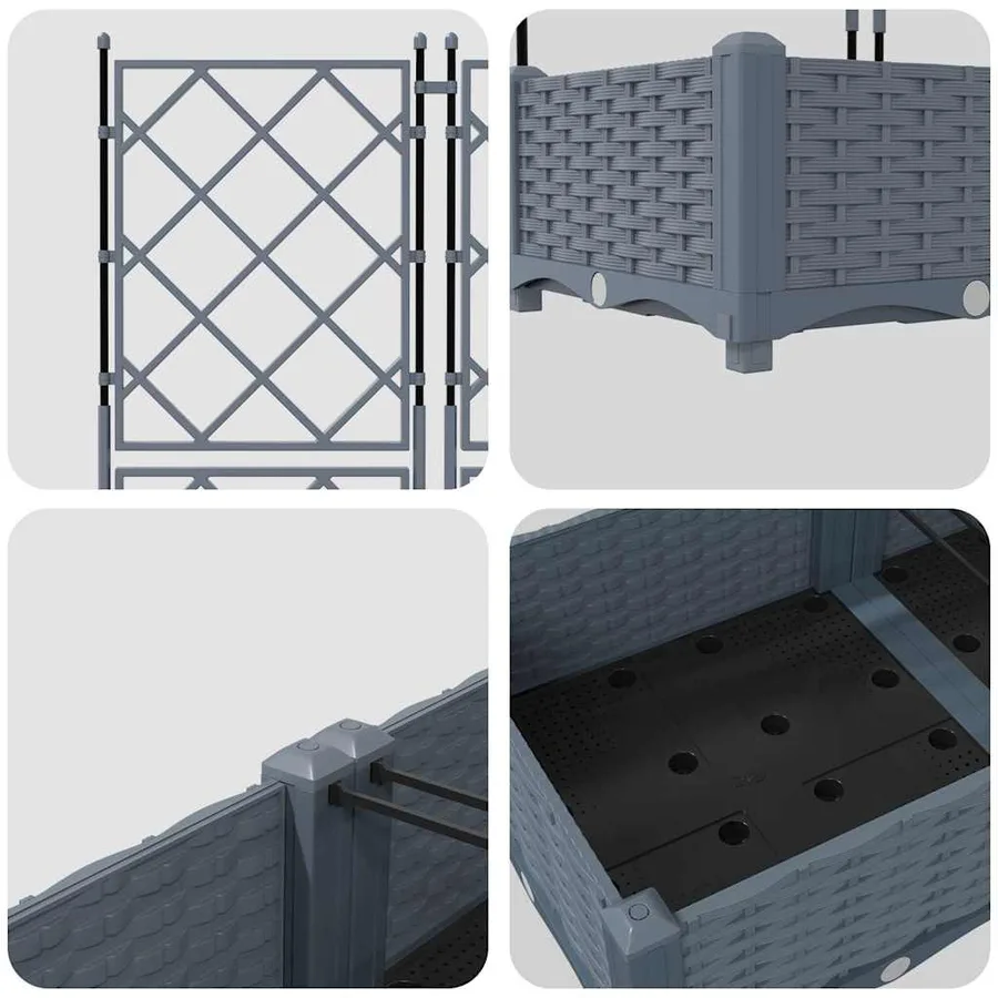 Cache-pot de jardin 2 pc Gris clair 80 x 40 x 125,5 cm PP - 8