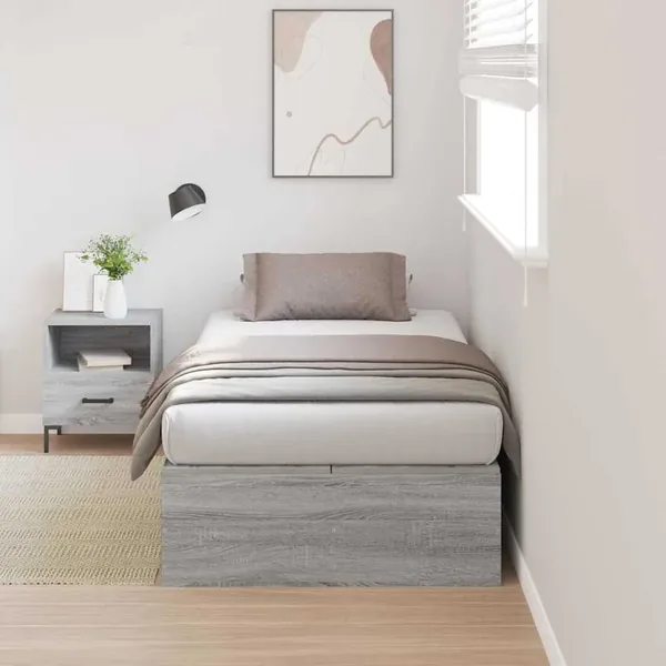 Cadre de lit avec rangement Gris Sonoma 90 x 190 cm