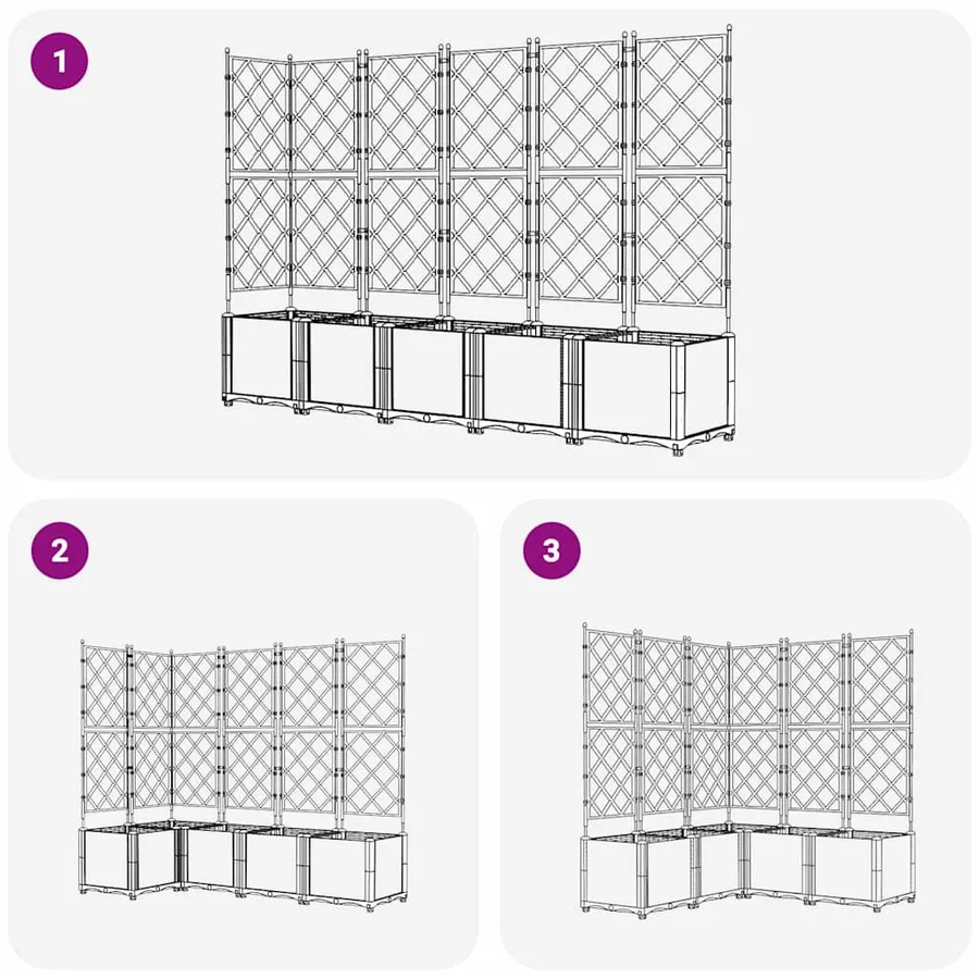 Cache-pot de jardin 5 pc Noir 120 x 120 x 143 cm PP - 7