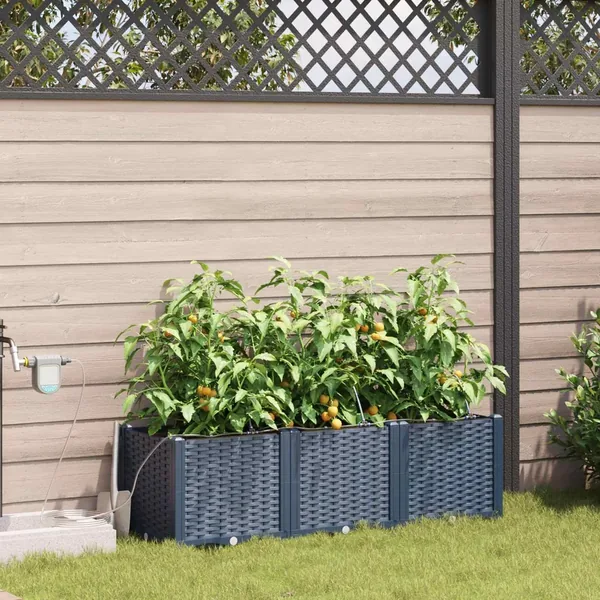Cache-pot de jardin 3 pc Gris 120 x 40 x 37,5 cm PP