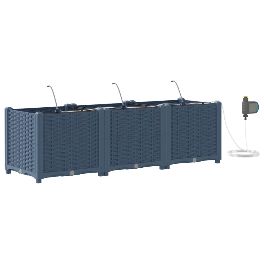 Cache-pot de jardin 3 pc Gris 120 x 40 x 37,5 cm PP - 2