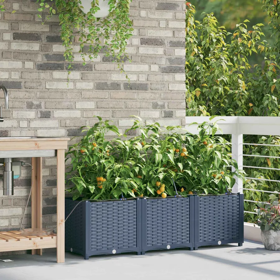 Cache-pot de jardin 3 pc Gris 120 x 40 x 37,5 cm PP - 3