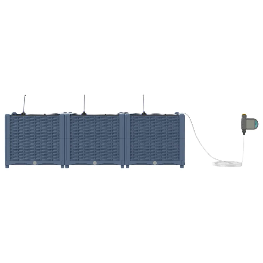 Cache-pot de jardin 3 pc Gris 120 x 40 x 37,5 cm PP - 4