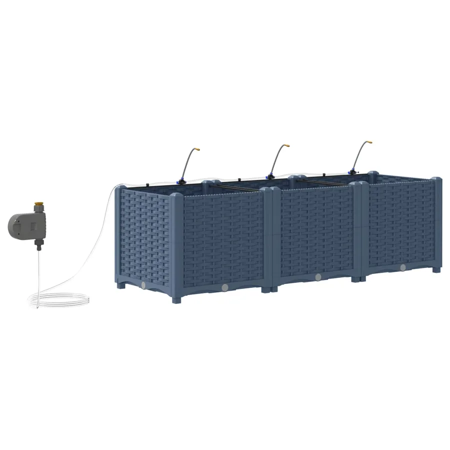 Cache-pot de jardin 3 pc Gris 120 x 40 x 37,5 cm PP - 6
