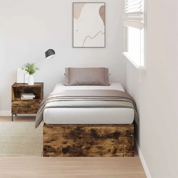Cadre de lit avec rangement Chêne fumé 80 x 200 cm