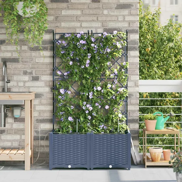 Cache-pot de jardin 2 pc Gris 80 x 40 x 142 cm PP