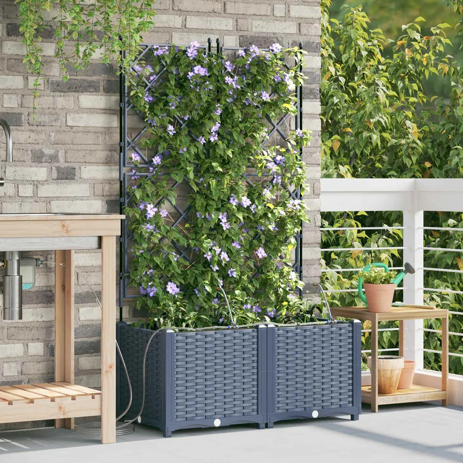 Cache-pot de jardin 2 pc Gris 80 x 40 x 142 cm PP - 3