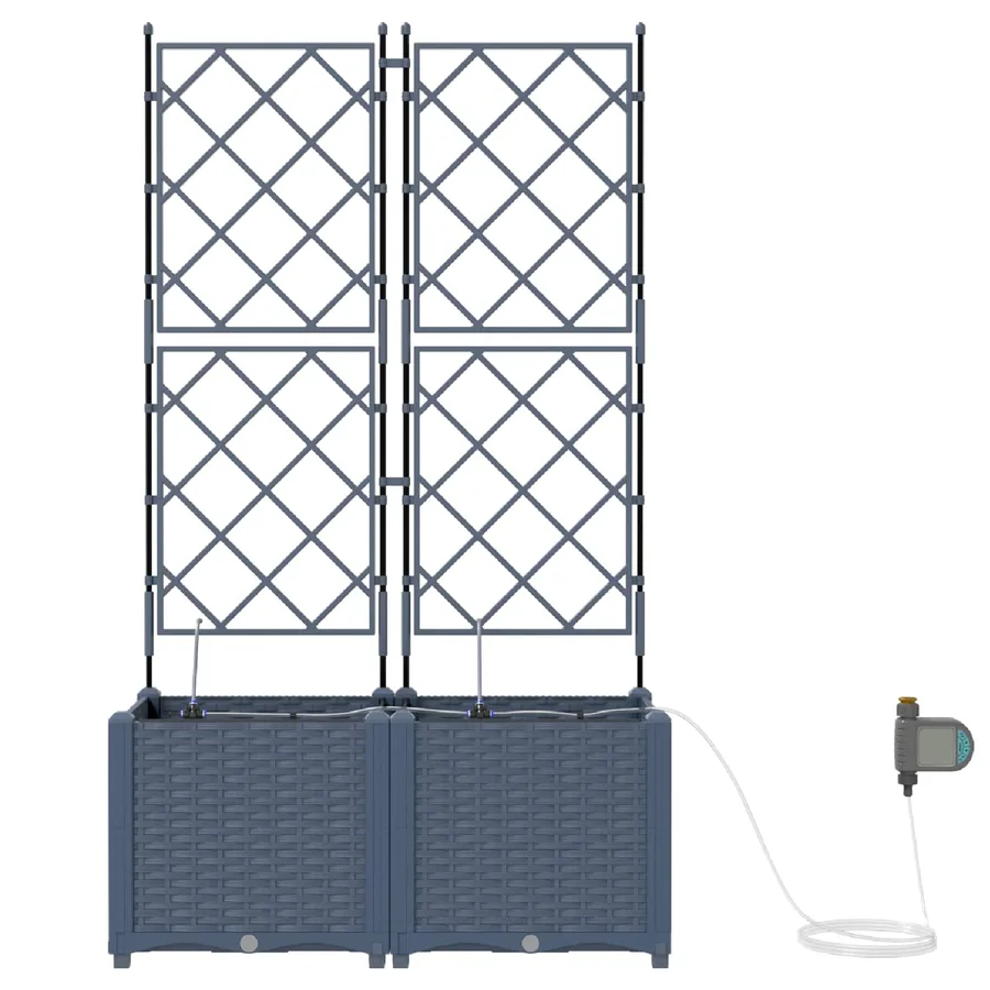 Cache-pot de jardin 2 pc Gris 80 x 40 x 142 cm PP - 4