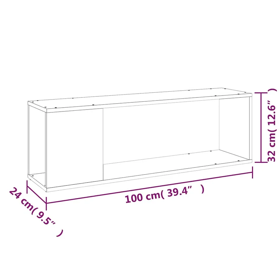 Meuble TV Noir 100x24x32 cm Bois d'ingénierie - 8