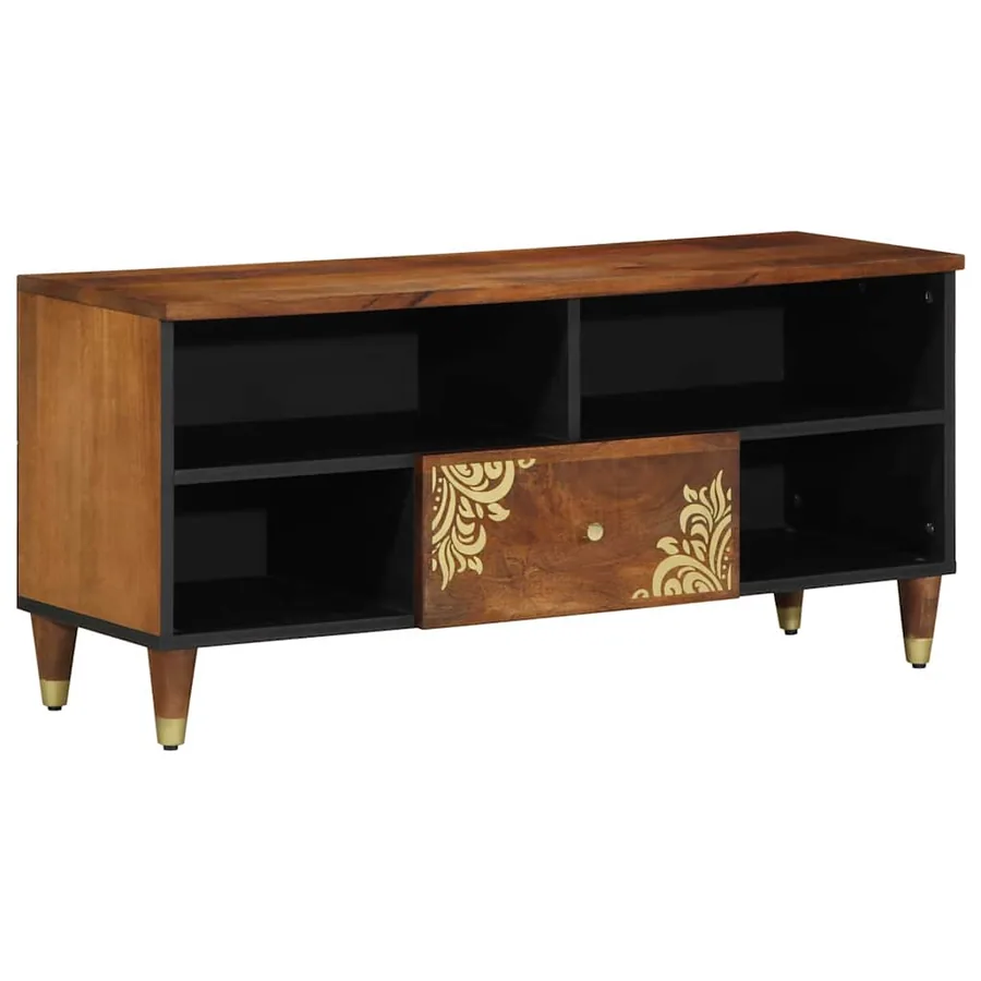Meuble TV Marron miel 100 x 33 x 46 cm Bois de mangue massif