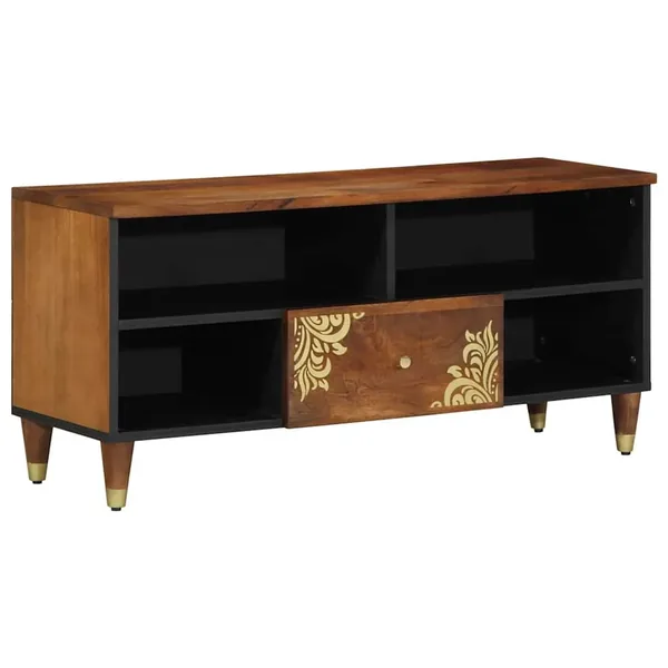 Meuble TV Marron miel 100 x 33 x 46 cm Bois de mangue massif