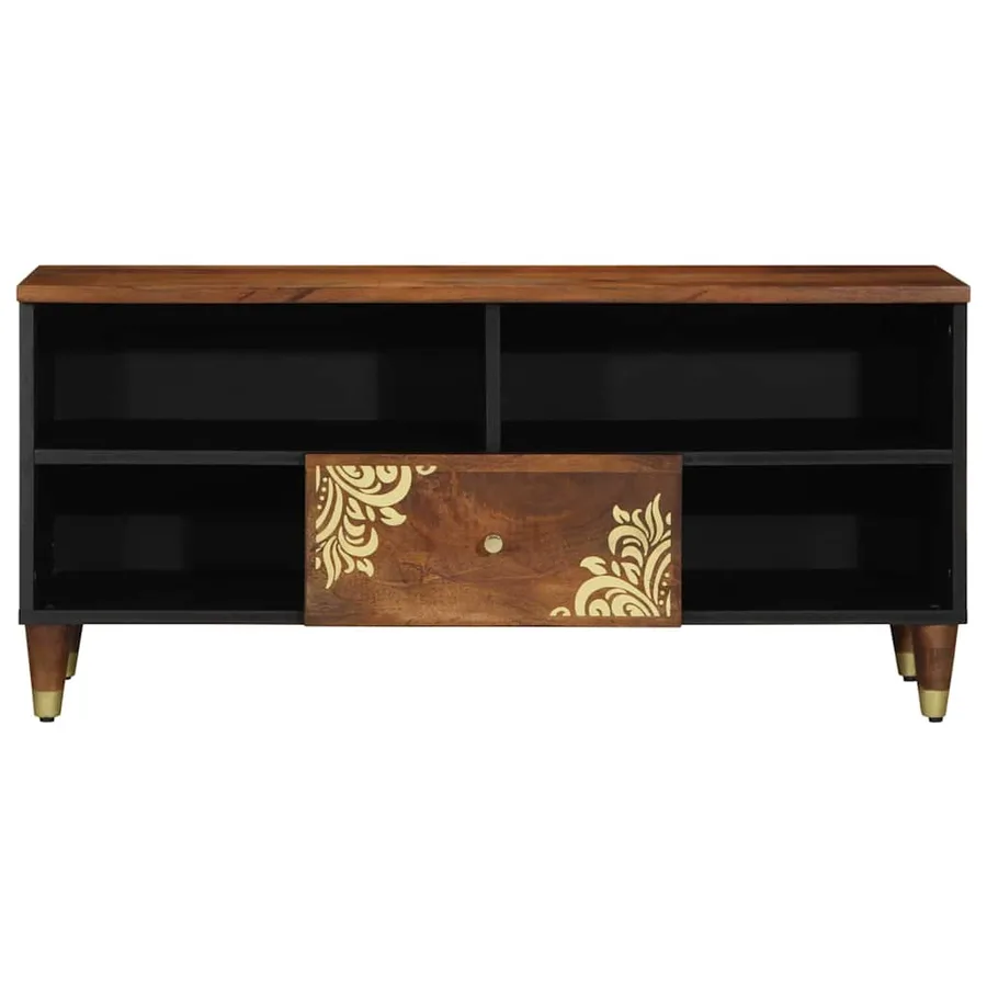 Meuble TV Marron miel 100 x 33 x 46 cm Bois de mangue massif - 3