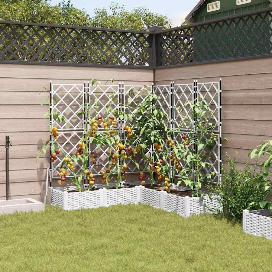 Cache-pot de jardin 5 pc Blanc 120 x 120 x 125,5 cm PP - 3