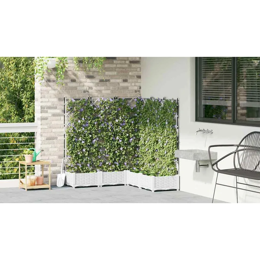 Cache-pot de jardin 5 pc Blanc 120 x 120 x 125,5 cm PP - 4