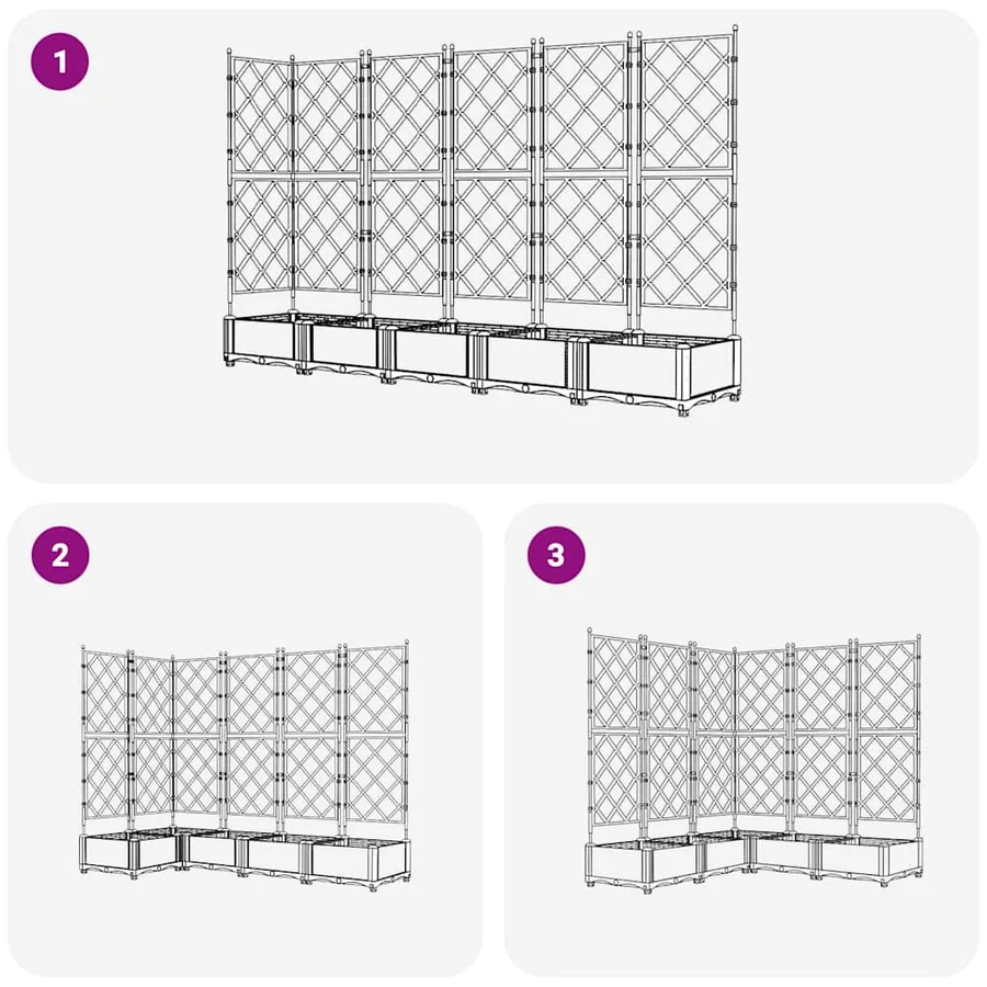 Cache-pot de jardin 5 pc Blanc 120 x 120 x 125,5 cm PP - 7