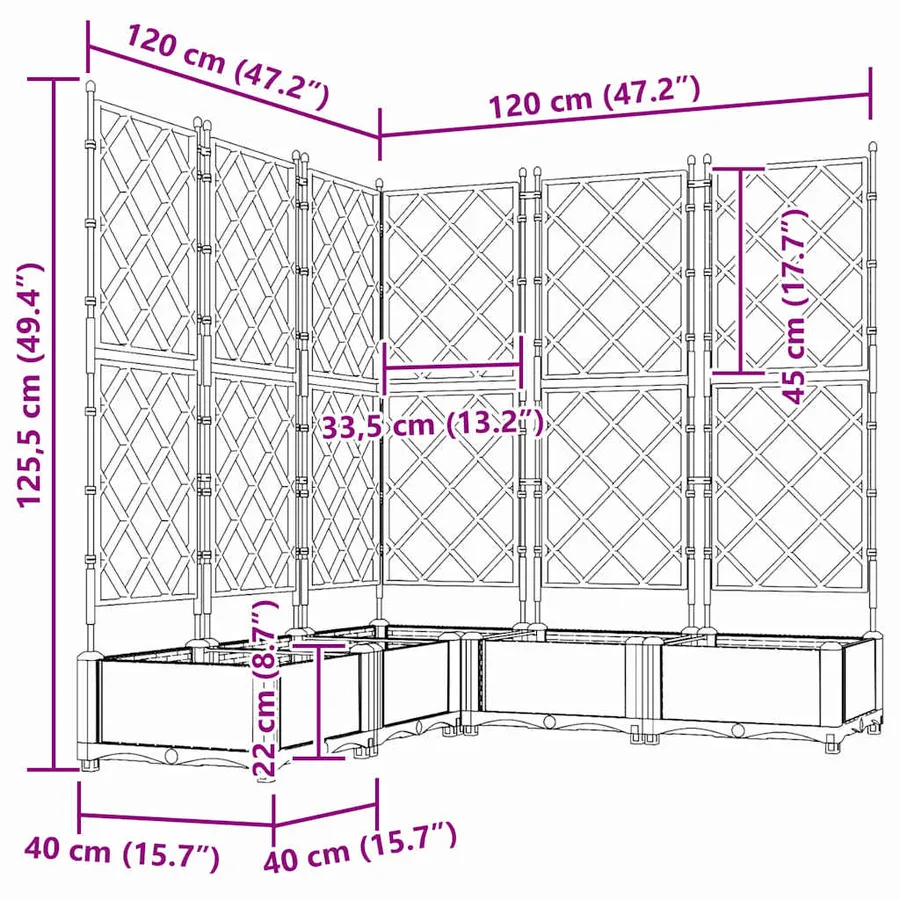 Cache-pot de jardin 5 pc Blanc 120 x 120 x 125,5 cm PP - 8
