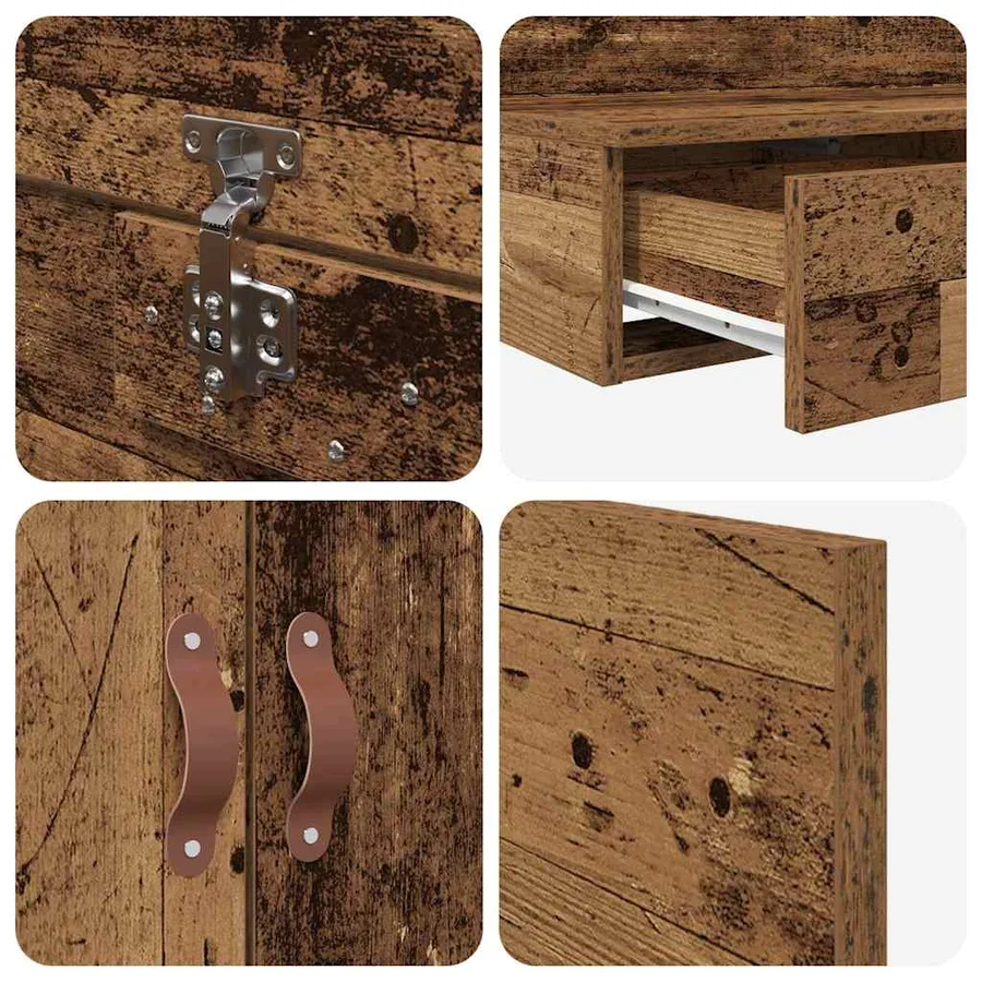 Cadre de lit avec rangement avec tiroir Bois Ancien 120 cm - 12